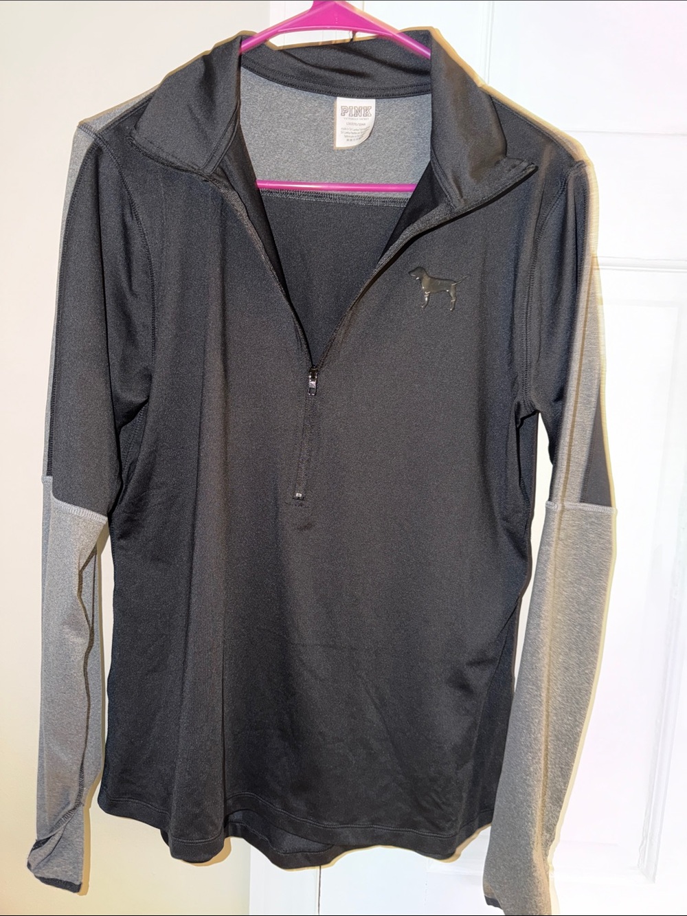 PINK Victoria's Secret Black and Gray Quarter-Zip Pullover